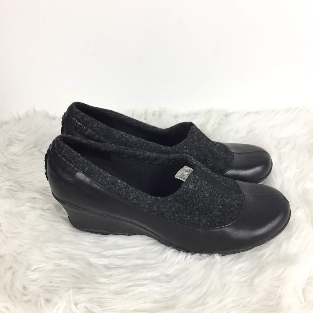 Black Wedge Slip-On Women's Shoes
